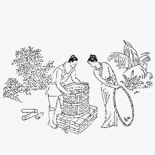 白描人物劳动图免抠