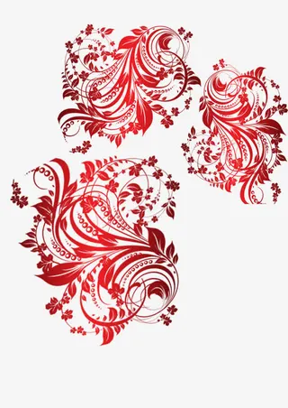红色渐变花纹装饰免抠