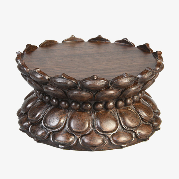 黑檀木莲花底座免抠