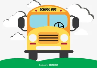 矢量校车云彩免抠