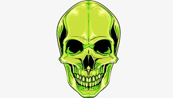 绿色质感骷髅头免抠