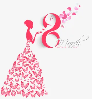 38女神节蝴蝶免抠节日妇女节元素