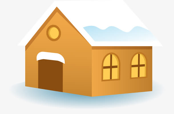 积雪小木屋矢量图免抠