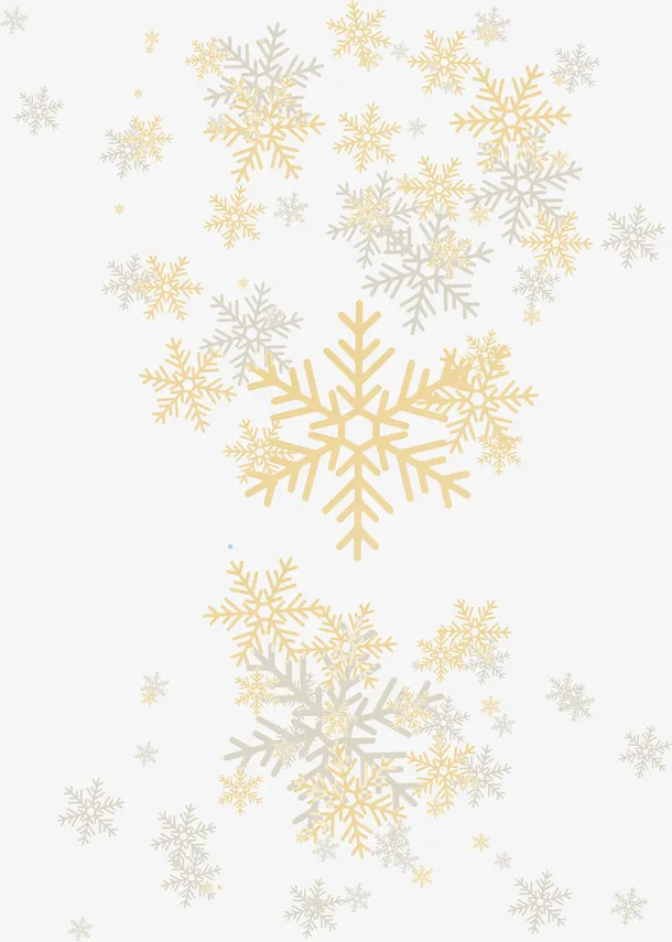冬季漂浮金色雪花免抠