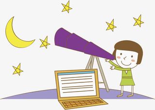 观察星空的孩子免抠