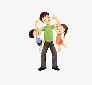 父亲孩子感恩节插画免抠