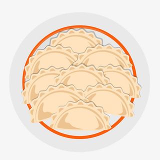 浅色可爱装饰盘装饺子设计图免抠