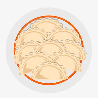 浅色可爱装饰盘装饺子设计图免抠