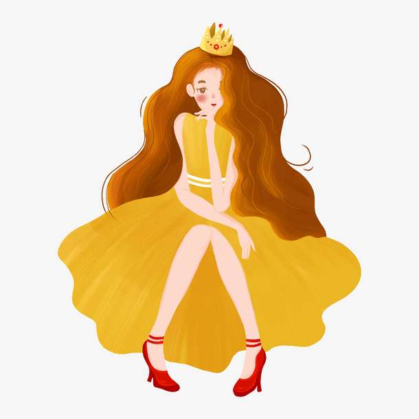 卡通插画人物元素三八妇女节女王免抠