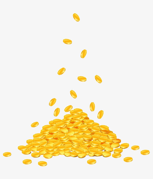 手绘高清漂浮的金币免抠