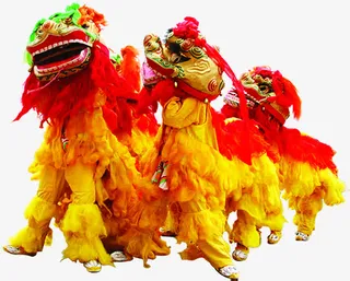 中式传统舞狮人物活动免抠
