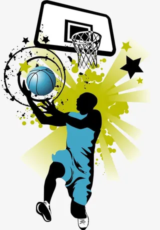 三步上篮插画免抠