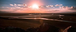 美丽 草原 河流高清