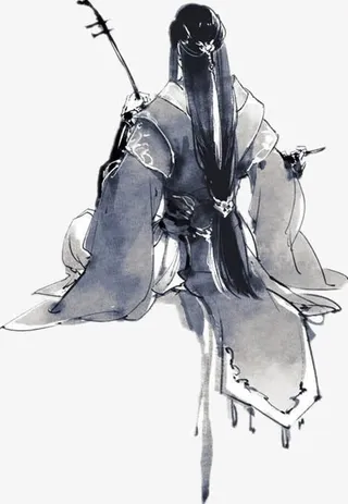 水墨男子拉二胡免抠