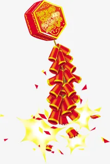 手绘国庆节鞭炮海报免抠