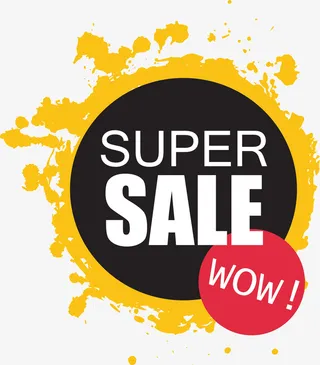 黑色sale墨迹标签免抠