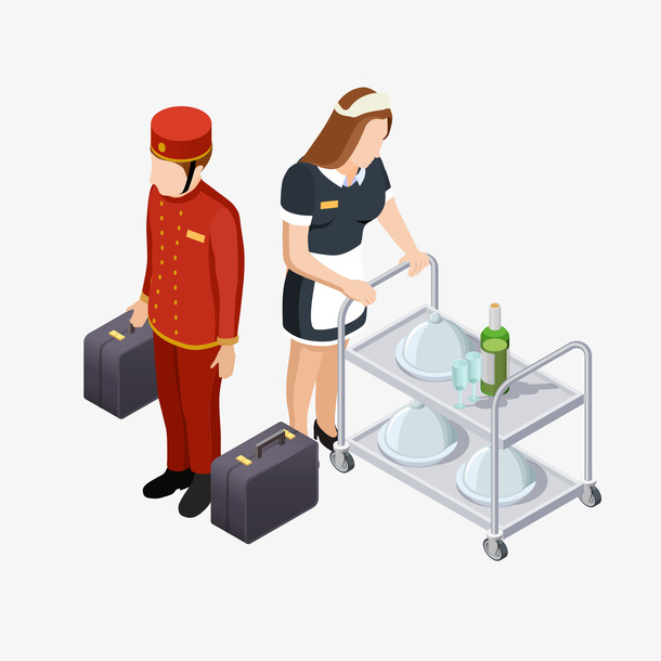 卡通酒店服务人员免抠