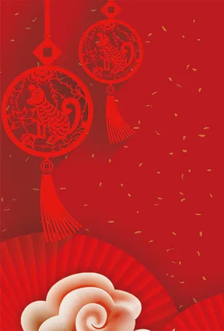 狗年春节红色海报高清