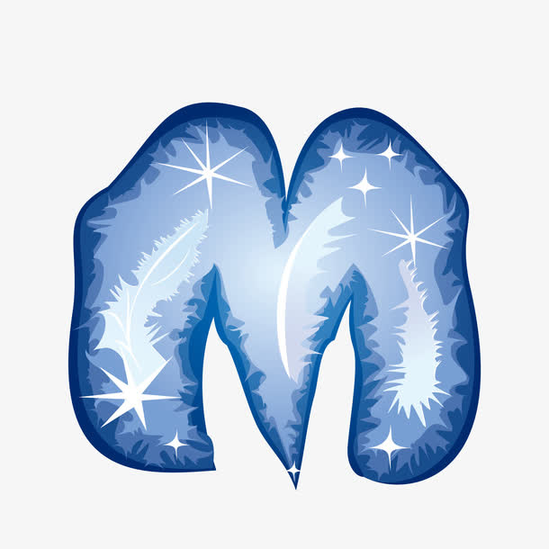 蓝色夜空立体字母M免抠