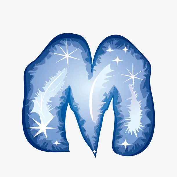 蓝色夜空立体字母M免抠