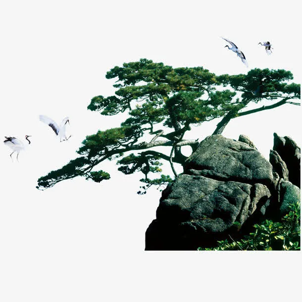 石头松鹤免费素材免抠