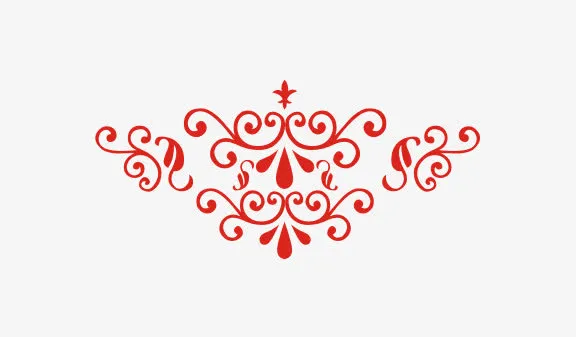 中国风 喜庆红色花纹装饰 古典免抠