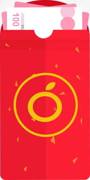 红包中的一百元卡通免抠