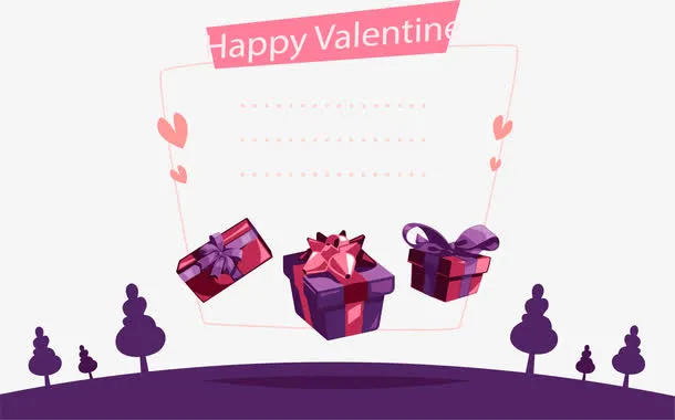 紫色背景情人节留言卡