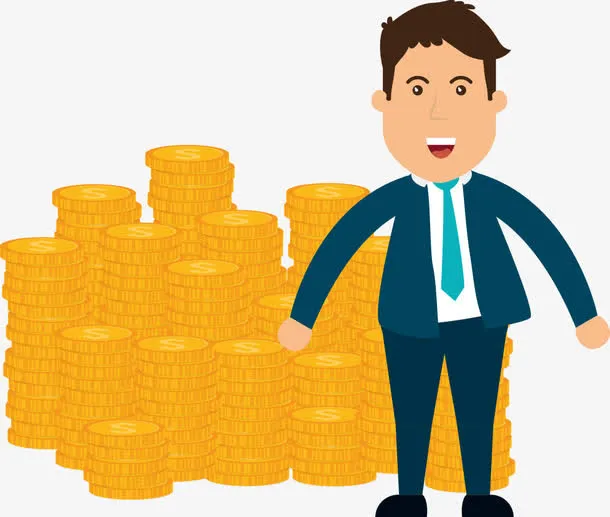 金币前的矢量男人免抠