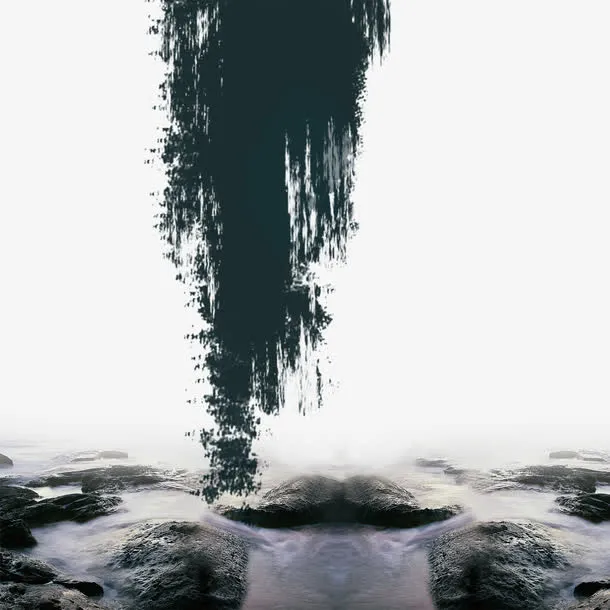 水墨画中国江水免抠图素材免抠