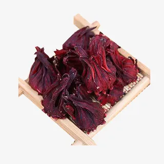 竹台上的洛神花图片素材免抠