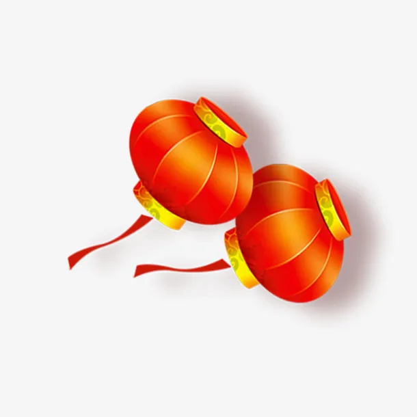 一对新年红灯笼免抠