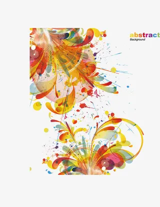 时尚炫彩花朵花纹设计免抠