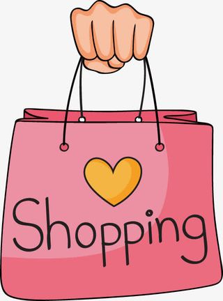矢量手绘手持购物袋免抠