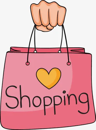 矢量手绘手持购物袋免抠