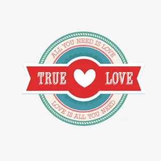 七夕节情人节复古标签免抠