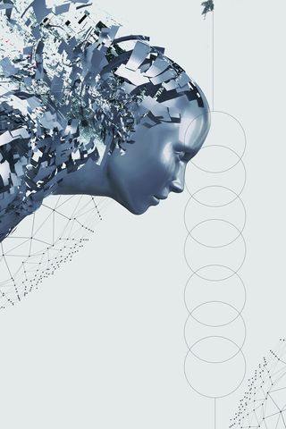 几何创意简介机器人招聘海报背景高清