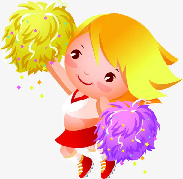 卡通小女孩跳舞啦啦队免抠