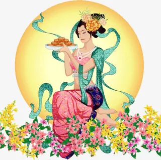 中秋节元素嫦娥奔月免抠