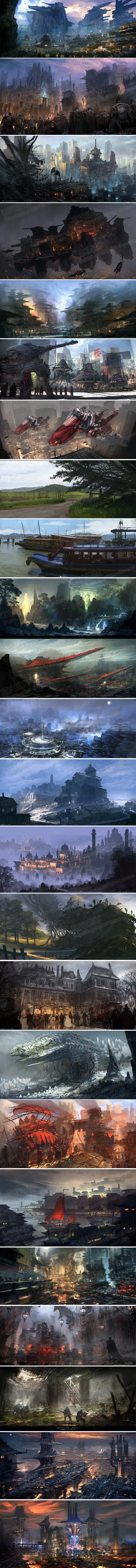 战国时期建筑环境渲染天空免抠