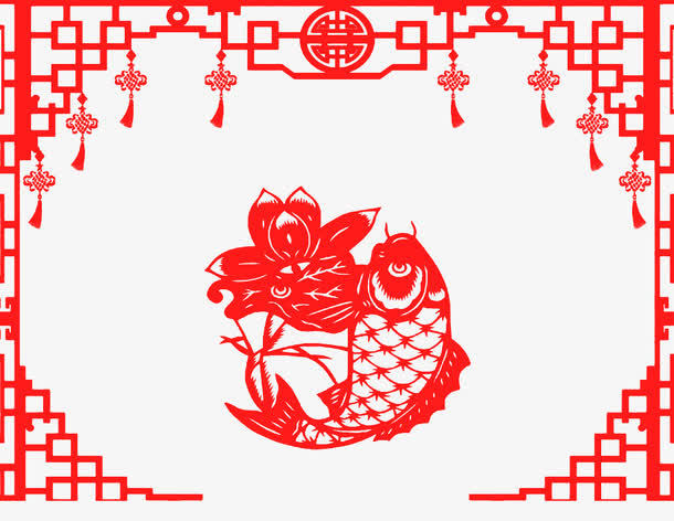 年年有余红色剪纸免抠
