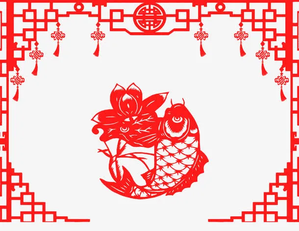 年年有余红色剪纸免抠
