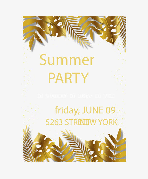 金箔纸芭蕉叶夏日派对免抠