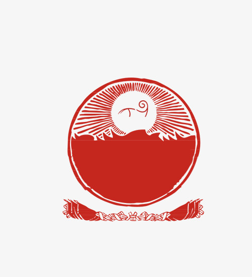 怀旧复古红色旗帜边框免抠