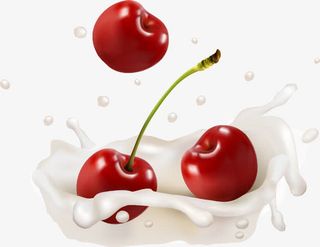 矢量樱桃牛奶喷溅免抠