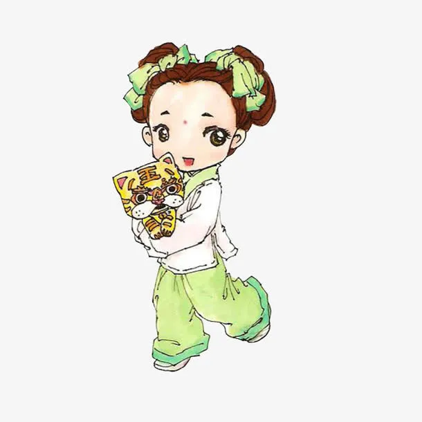 抱老虎的小女孩免抠