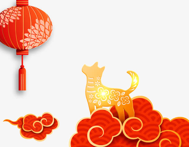 狗年喜庆时尚背景psd分层图