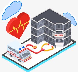 商务2.5D矢量医疗插画免抠