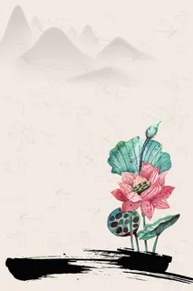 矢量古风水墨荷花背景高清 矢量古风水墨荷花背景高清