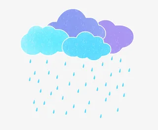 谷雨手绘雨水下雨云朵卡通免抠